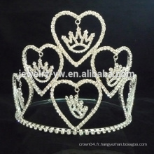 Heart pink rthinestone vente en gros gros grosse couronne de concours à vendre